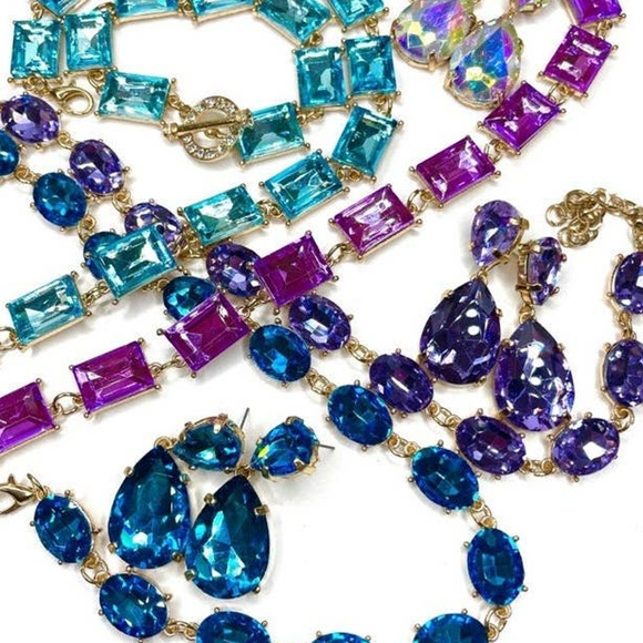 NEW Chunky Bracelet 8" Purple Amethyst Rhinestone Square set devil wears M10 - Picture 3 of 4